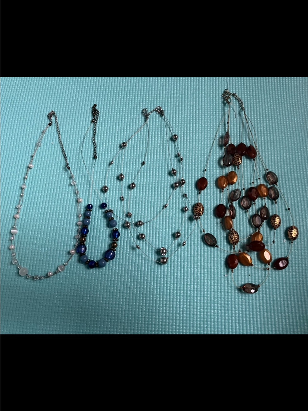 Assorted Women's Beaded and Multi-Strand Necklaces - Blue, Silver, Brown